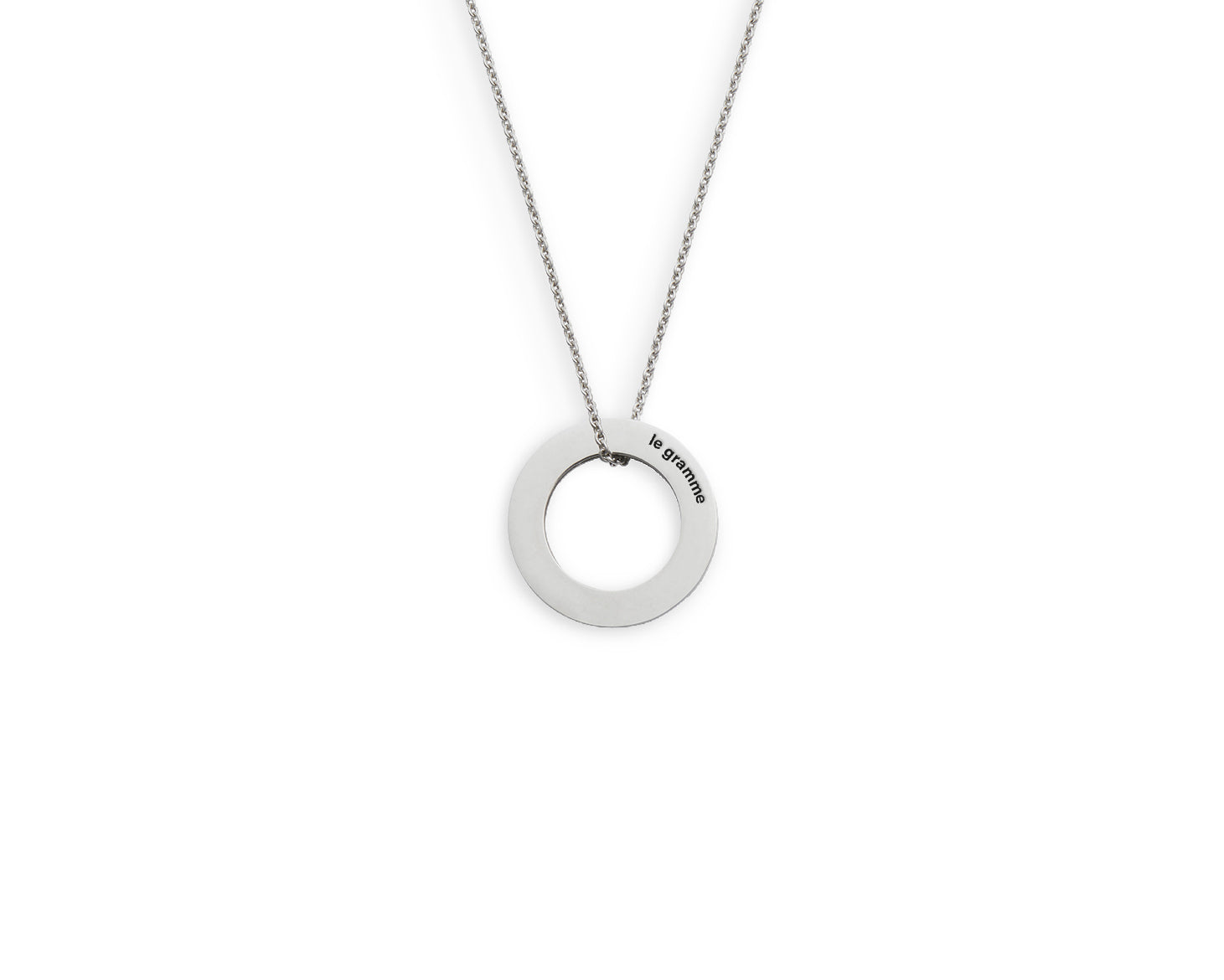 2.5g Round Polished & Brushed Sterling Silver Necklace