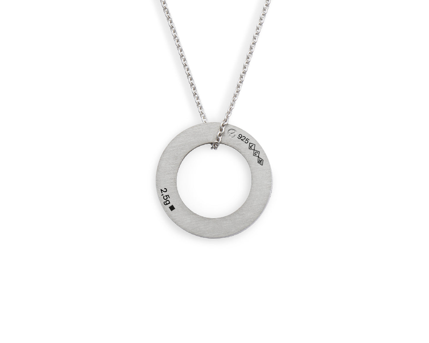 2.5g Round Polished & Brushed Sterling Silver Necklace