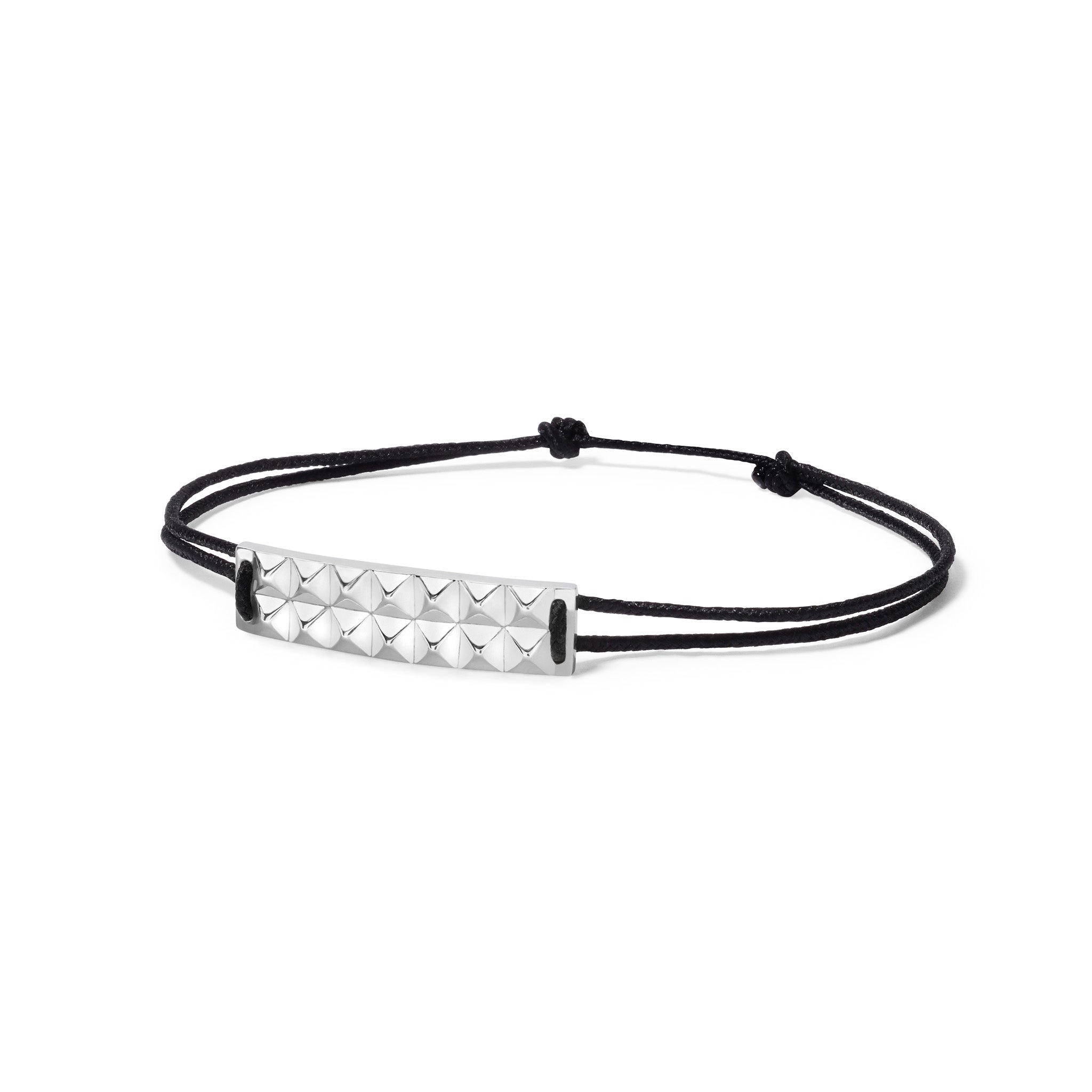 5g Buff-Top Pyramid Guilloche Cord Bracelet